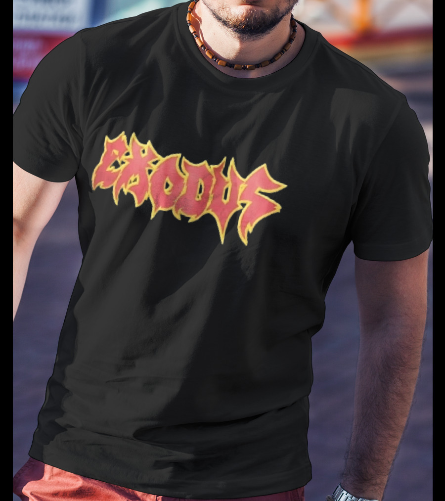 Exodus Red Yellow Spiky Flame Graffiti T-Shirt
