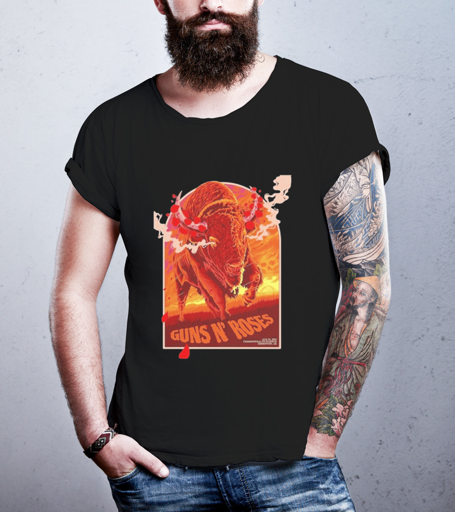 Guns N Roses Bison Commonwealth Stadium Edmonton AB August 26 2026 T-Shirt
