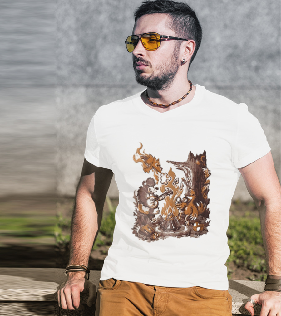 Banjo Kazooie Bear And Bird Music Campfire Jiggy Pixel T-Shirt