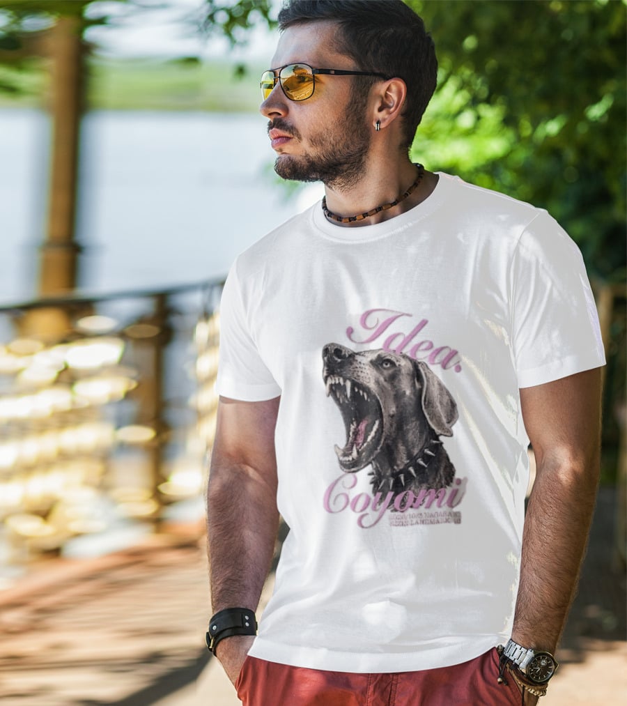 Rizin Idea Coyomi Nagasaki Snarling Dog Spiked Collar Pink Cursive 2024 T-Shirt