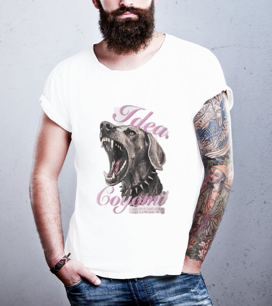 Rizin Idea Coyomi Nagasaki Snarling Dog Spiked Collar Pink Cursive 2024 T-Shirt