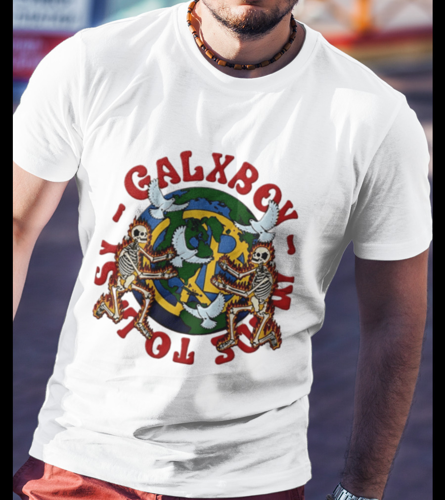Galxboy Systms Toys Flaming Skeletons With Doves Peace T-Shirt