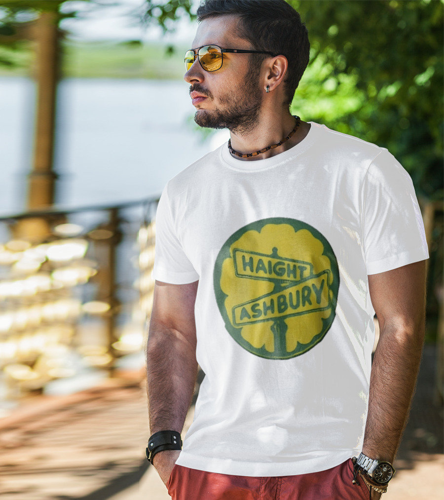 Haight Ashbury Street Sign Yellow Flower T-Shirt