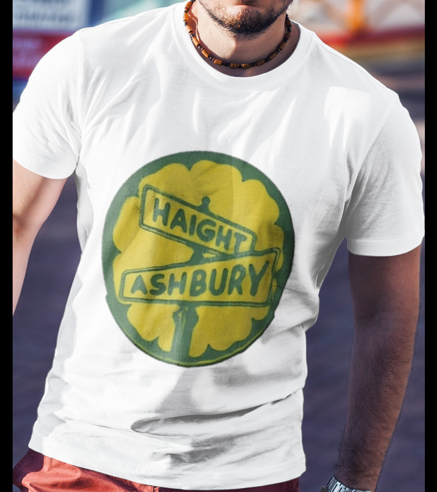 Haight Ashbury Street Sign Yellow Flower T-Shirt