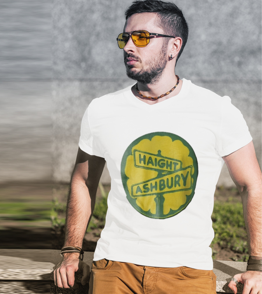 Haight Ashbury Street Sign Yellow Flower T-Shirt