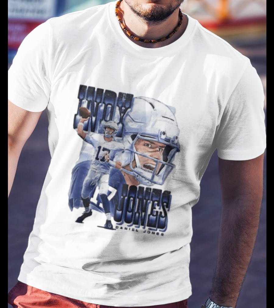 Indy Jones Football Quarterback Throwing Action Close Up Helmet T-Shirt