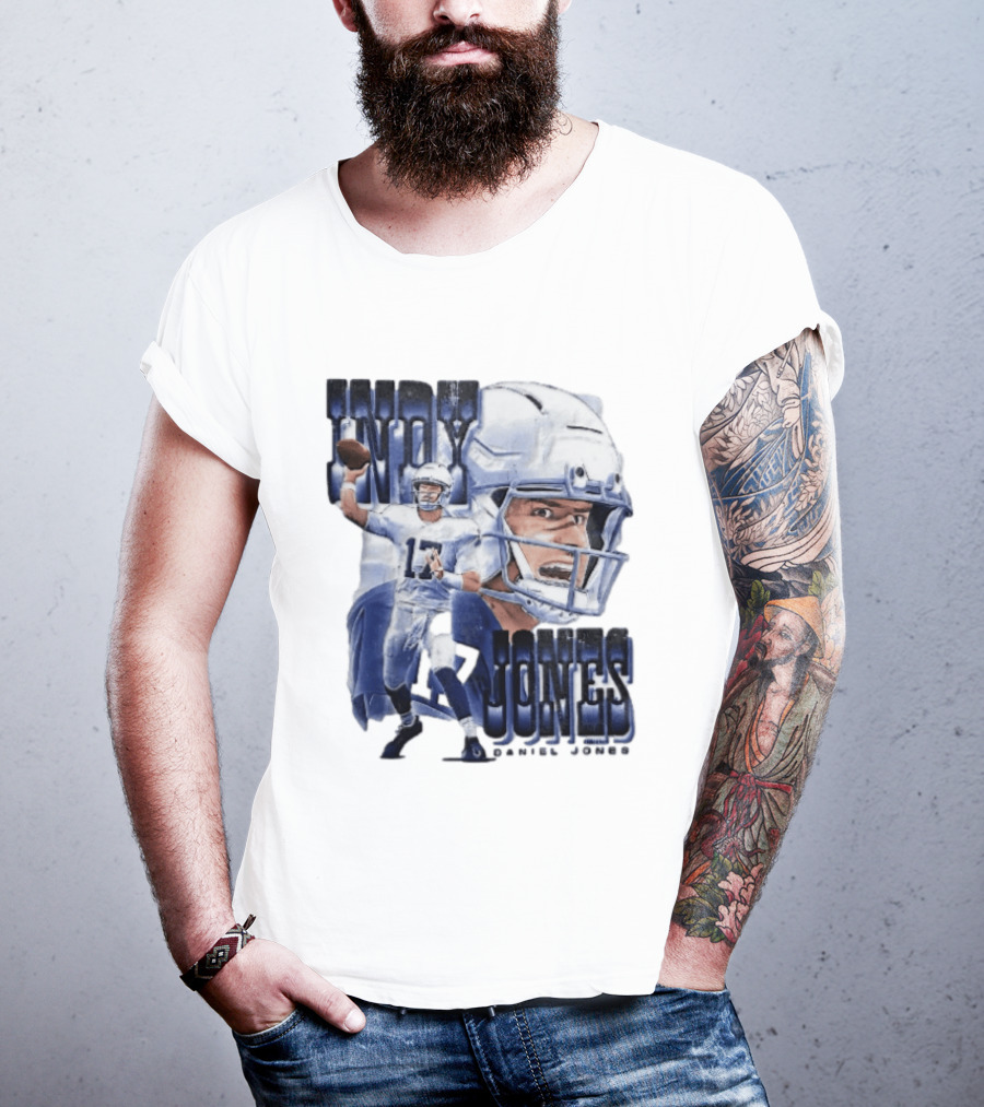 Indy Jones Football Quarterback Throwing Action Close Up Helmet T-Shirt