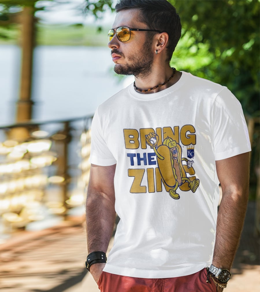 Kansas City Royals Bring The Zing Cartoon Hot Dog KC Baseball Glove T-Shirt