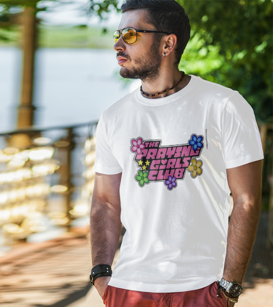 The Praying Girls Club Pink Floral Stars Flower Bubble T-Shirt