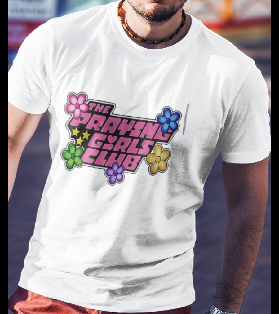 The Praying Girls Club Pink Floral Stars Flower Bubble T-Shirt