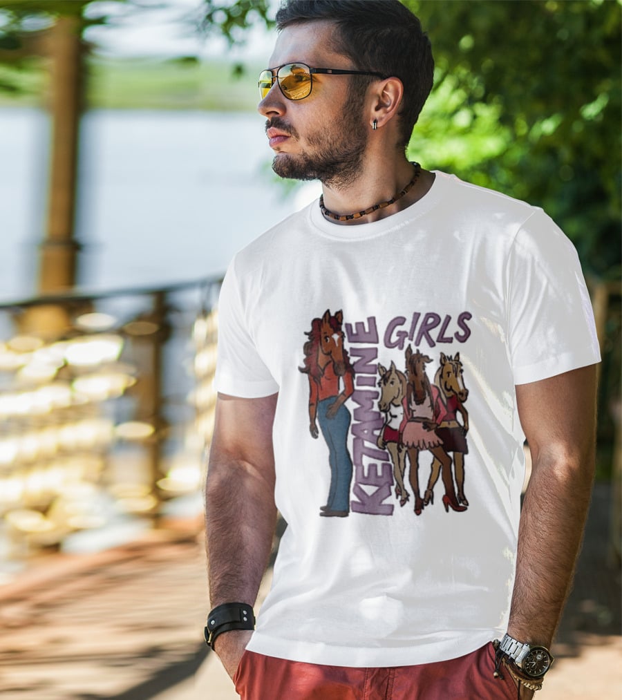 Ketamine Girls Cartoon Anthropomorphic Female Horses Fashion Outfits T-Shirt