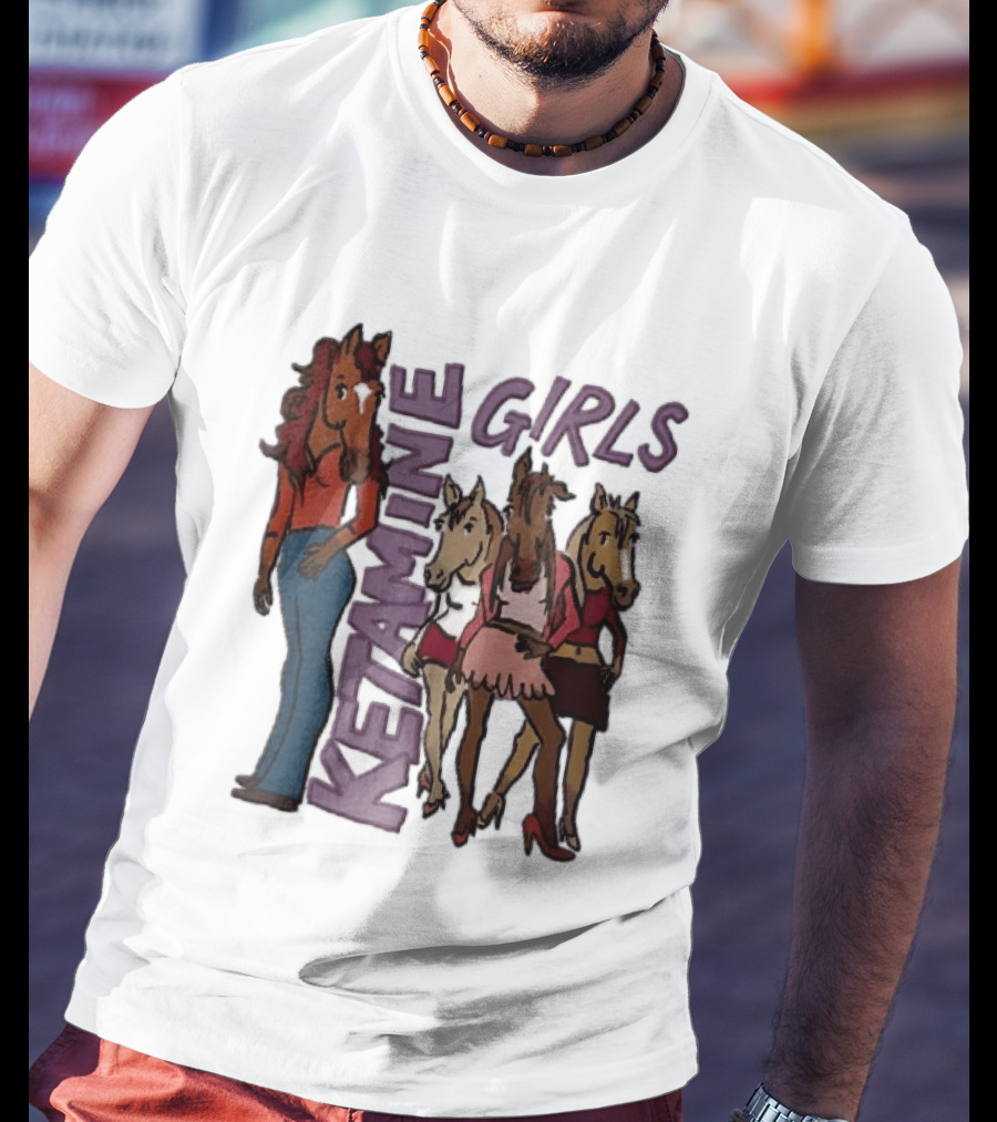 Ketamine Girls Cartoon Anthropomorphic Female Horses Fashion Outfits T-Shirt