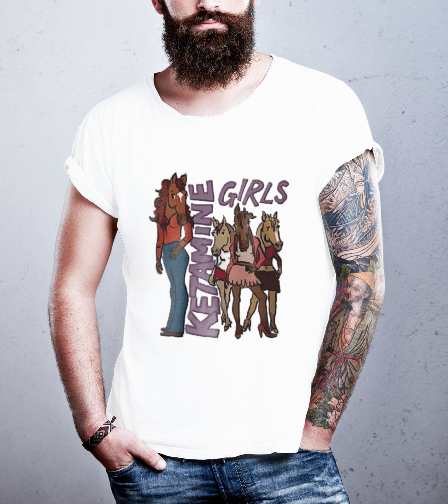 Ketamine Girls Cartoon Anthropomorphic Female Horses Fashion Outfits T-Shirt