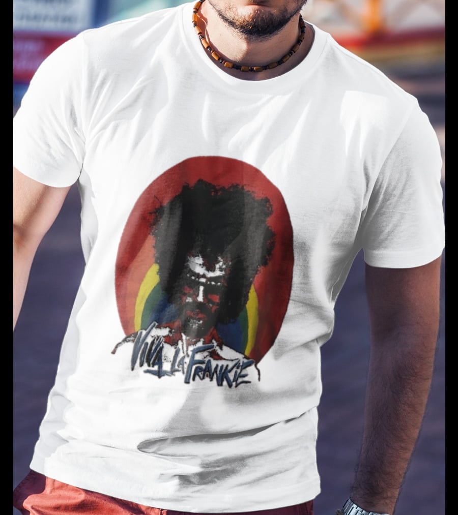 Viva LA Frankie Afro Man Glasses Rainbow Oval T-Shirt