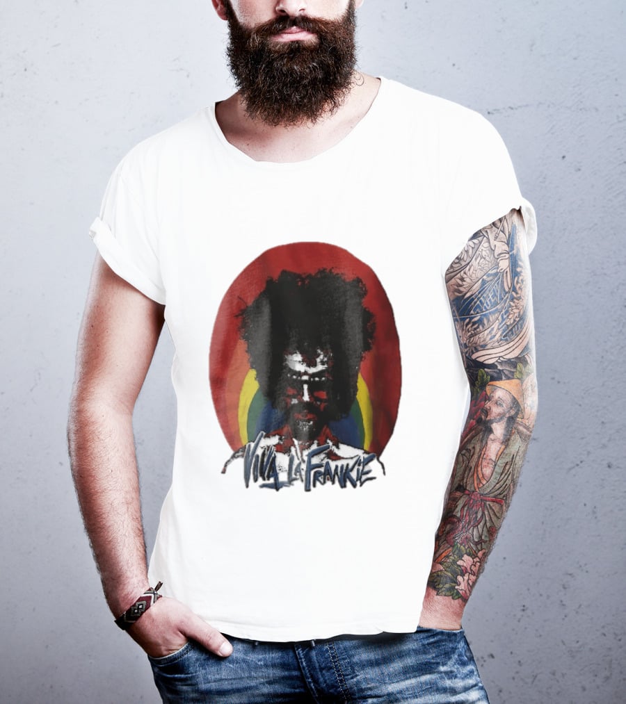 Viva LA Frankie Afro Man Glasses Rainbow Oval T-Shirt