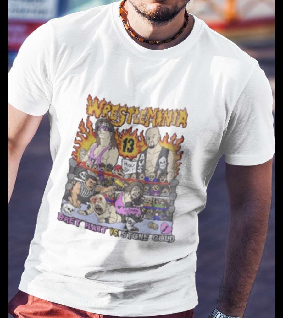 Wrestlemania 13 Bret Hart Vs Stone Cold Steve Austin Holy Shit Vintage Wrestling Battle T-Shirt