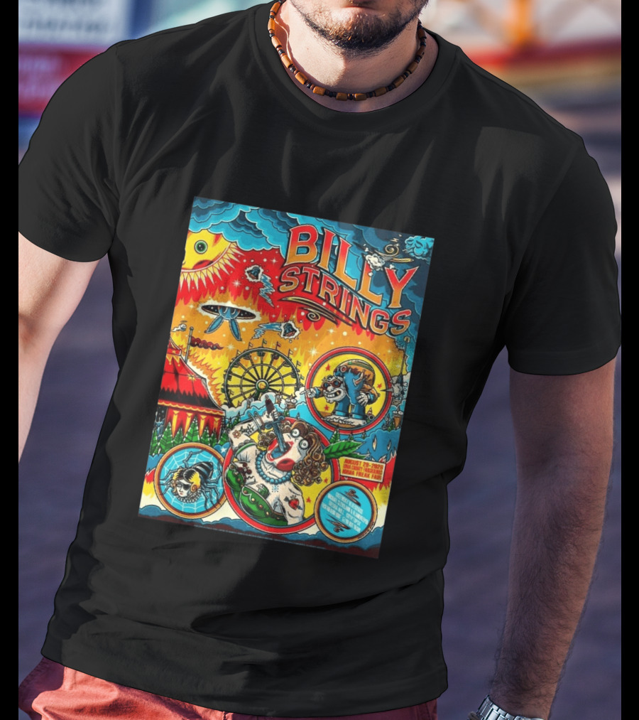 Billy Strings Ionia Freak Fair 2026 Night 2 Ionia MI August 29 UFO Carnival Extravaganza Ferris Wheel T-Shirt
