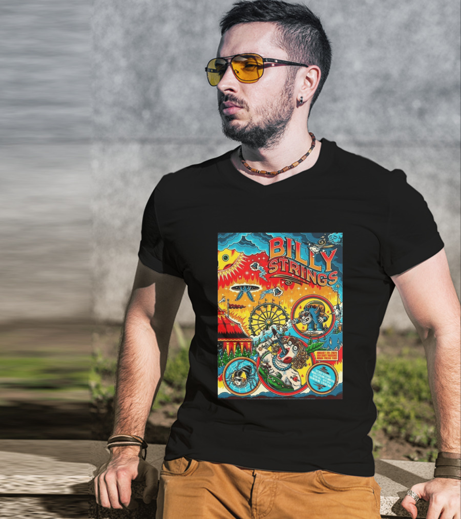Billy Strings Ionia Freak Fair 2026 Night 2 Ionia MI August 29 UFO Carnival Extravaganza Ferris Wheel T-Shirt