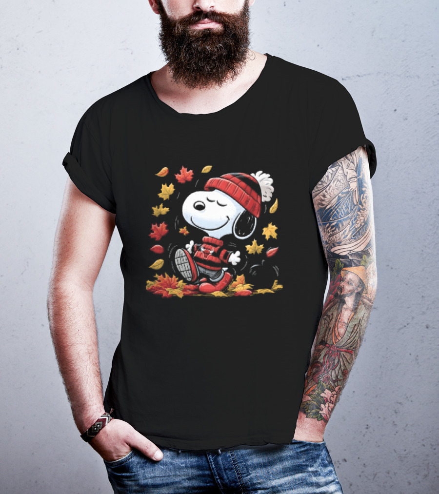 Chicago Bulls NBA Snoopy Dancing Autumn Leaves Pumpkin Cartoon T-Shirt