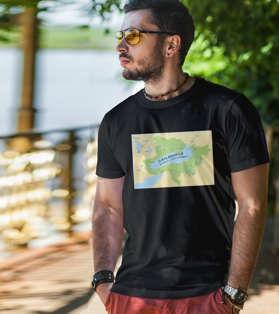 Lake Ontario Map Lake America Fun Geography Twist T-Shirt