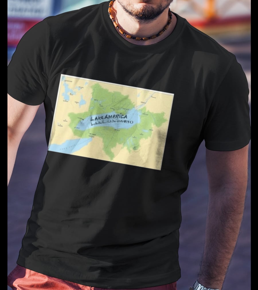 Lake Ontario Map Lake America Fun Geography Twist T-Shirt