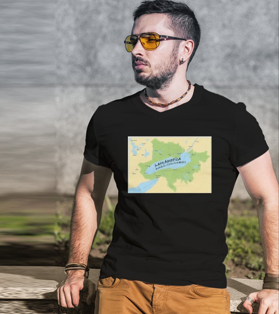 Lake Ontario Map Lake America Fun Geography Twist T-Shirt