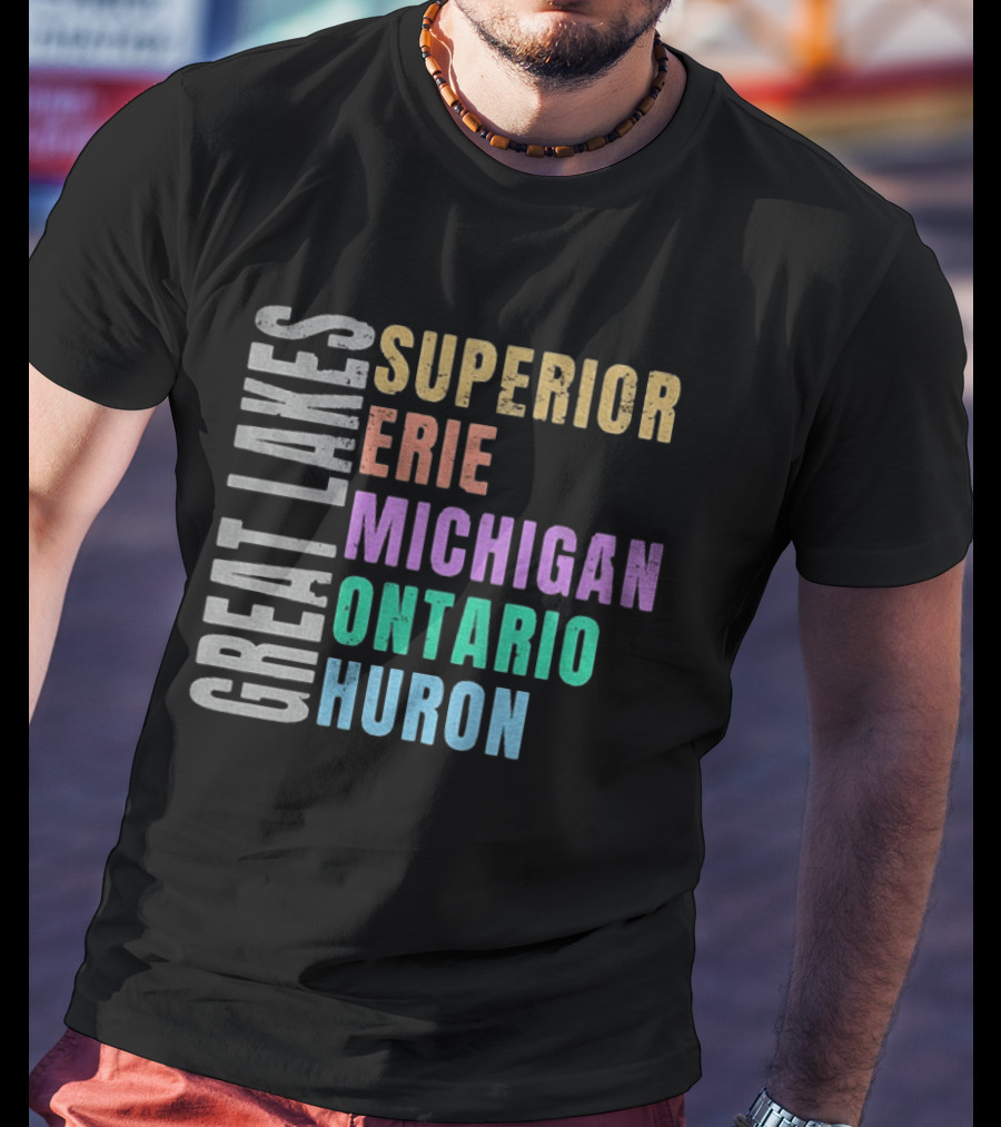 Great Lakes Superior Erie Michigan Ontario Huron Geography T-Shirt
