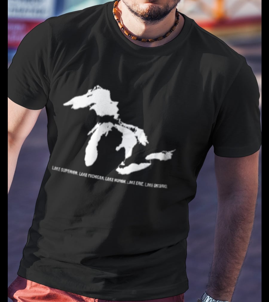 Lake Superior Michigan Huron Erie Ontario Map Of Great Lakes T-Shirt