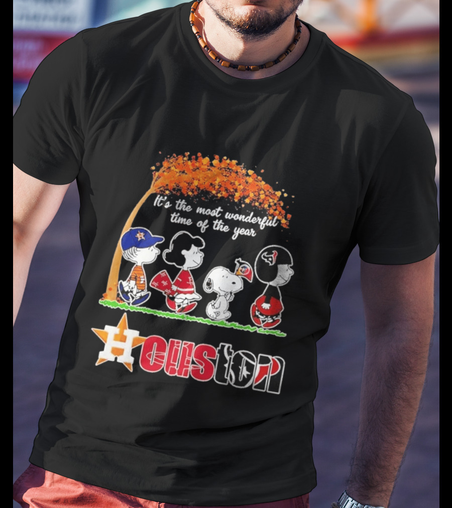 Houston Peanuts Halloween Sports Most Wonderful Time 2026 T-Shirt