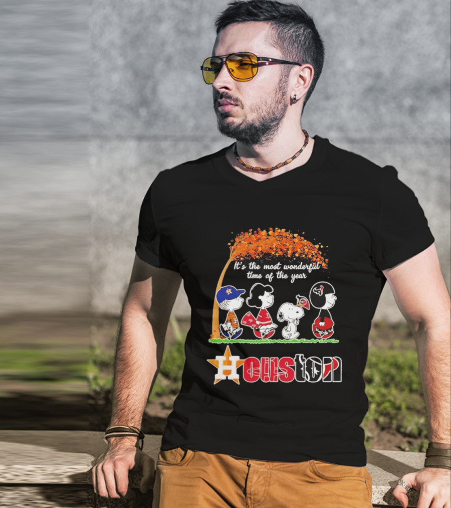 Houston Peanuts Halloween Sports Most Wonderful Time 2026 T-Shirt