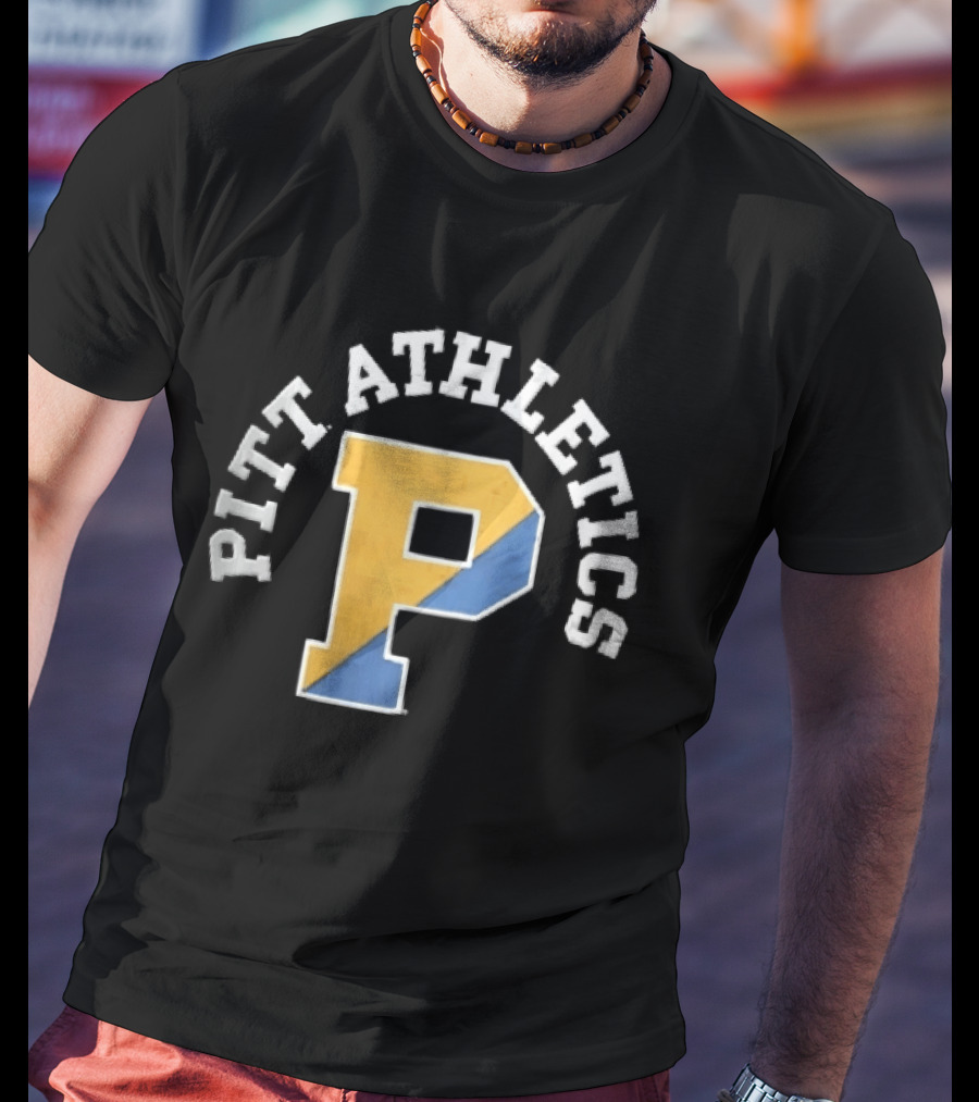Pitt Athletics P Split Yellow Blue Block Letter Pittsburgh Panthers NCAA T-Shirt