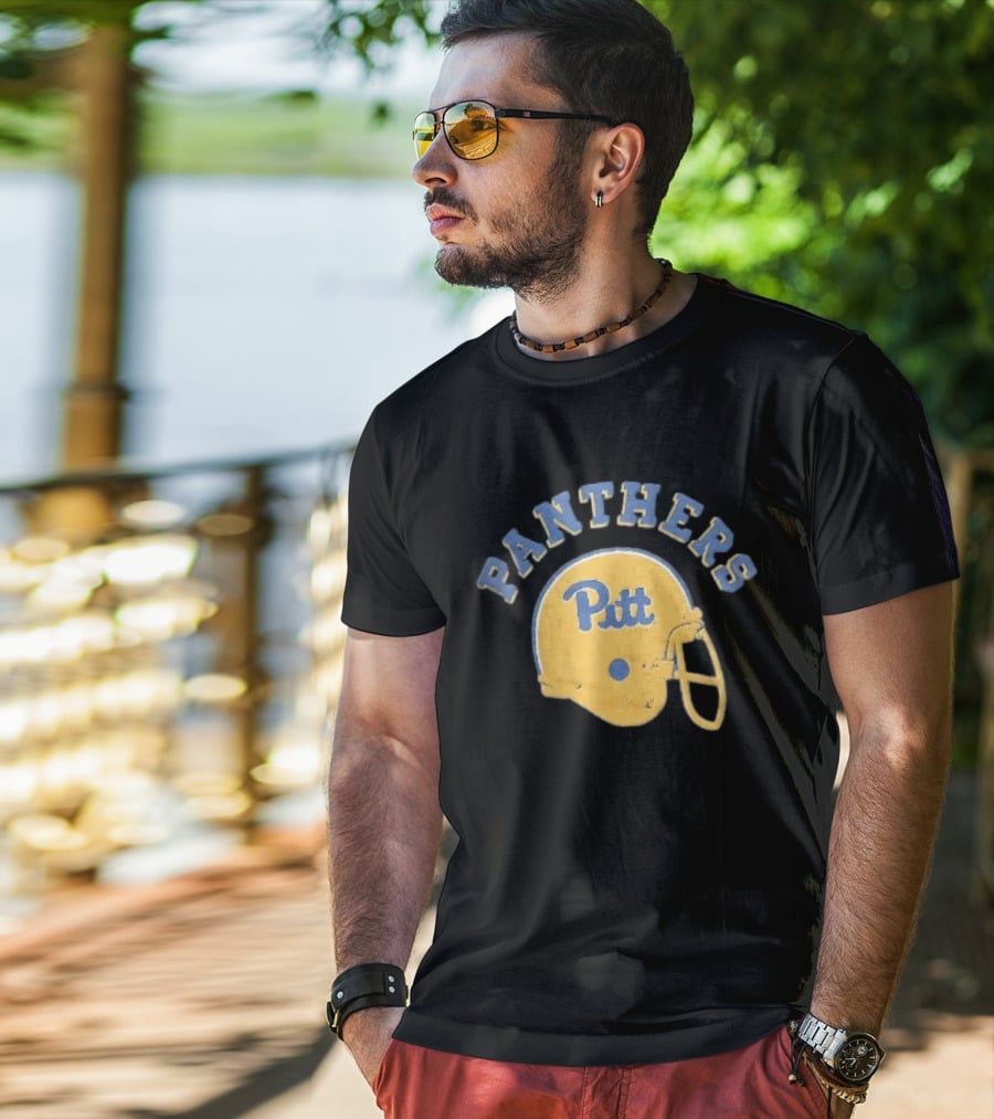 Pittsburgh Panthers NCAA Pitt Yellow Football Helmet Panthers T-Shirt