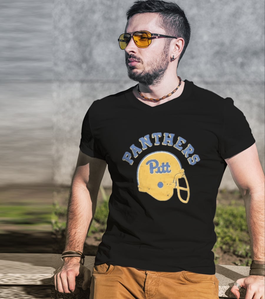 Pittsburgh Panthers NCAA Pitt Yellow Football Helmet Panthers T-Shirt