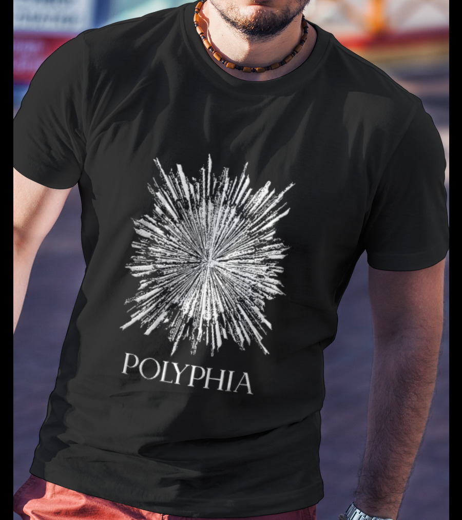 Polyphia Distressed White Starburst Explosion Rays Grunge Stencil T-Shirt