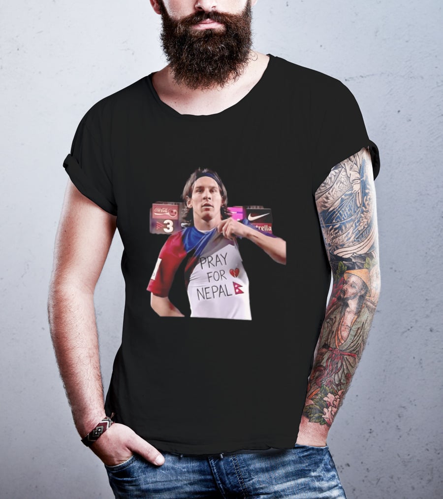Messi Pray For Nepal 2026 Coca Cola Nike Estrella Football T-Shirt