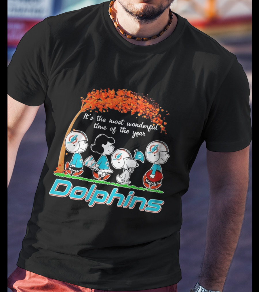 Peanuts Miami Dolphins It's The Most Wonderful Time Of The Year Halloween 2026 T-Shirt
