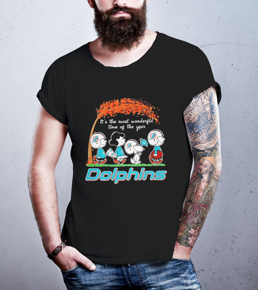 Peanuts Miami Dolphins It's The Most Wonderful Time Of The Year Halloween 2026 T-Shirt