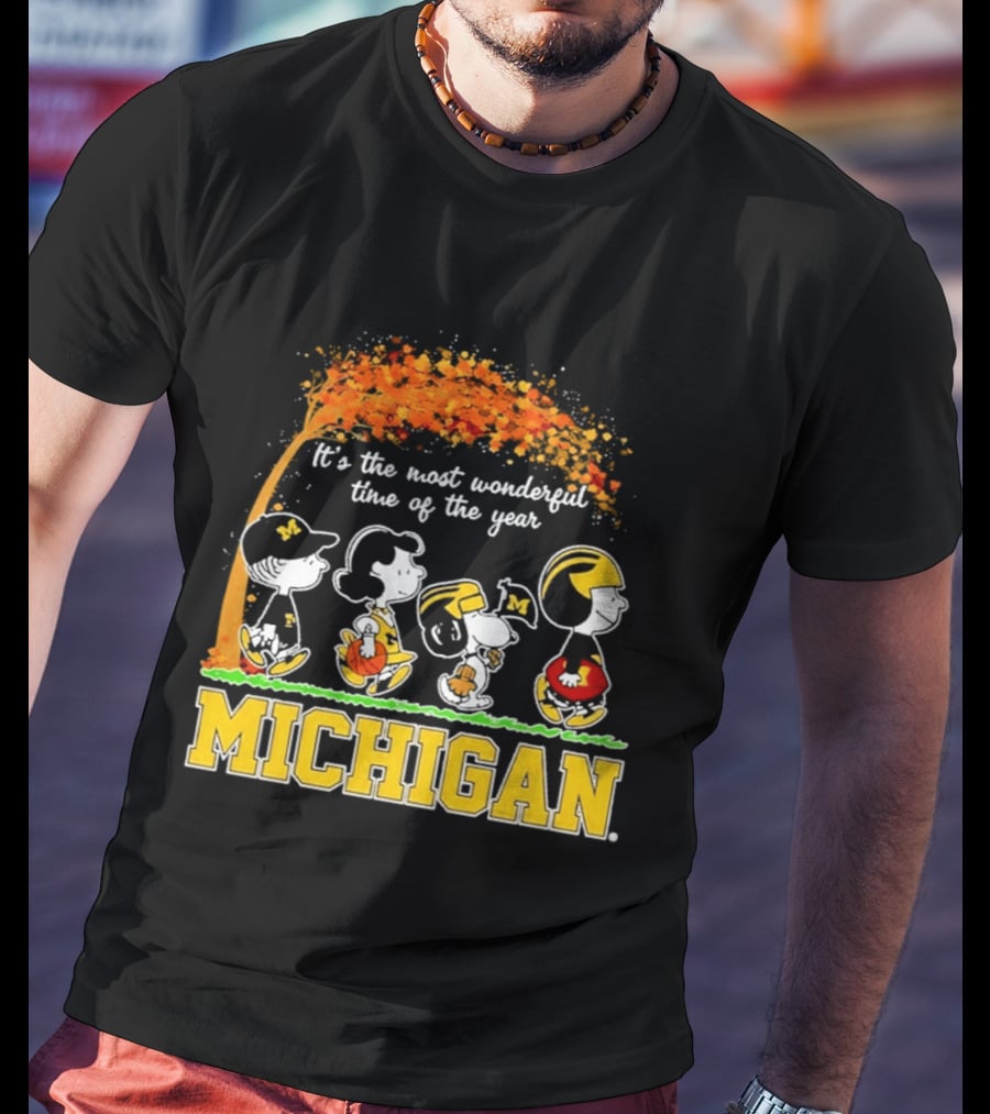 Michigan Wolverines Peanuts Halloween It's The Most Wonderful Time 2026 T-Shirt