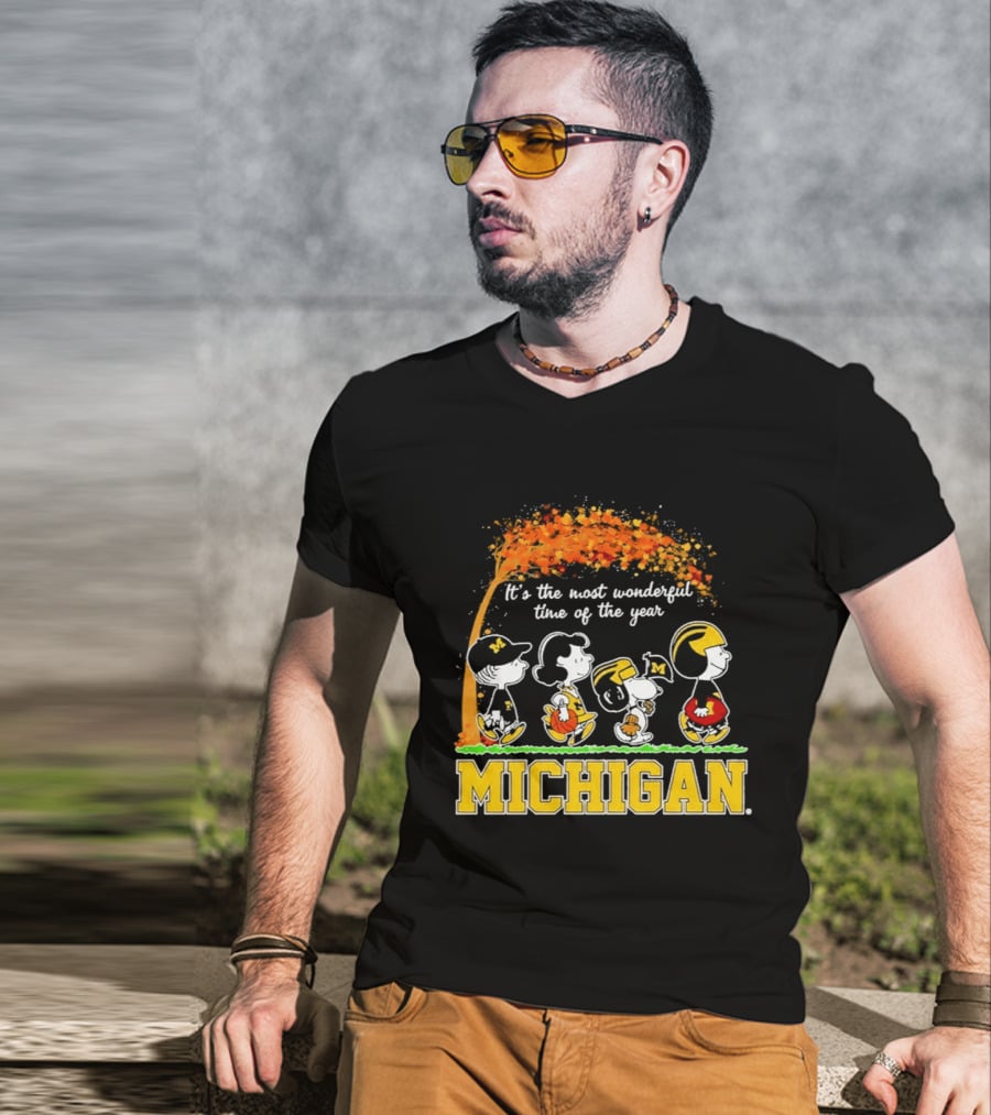Michigan Wolverines Peanuts Halloween It's The Most Wonderful Time 2026 T-Shirt