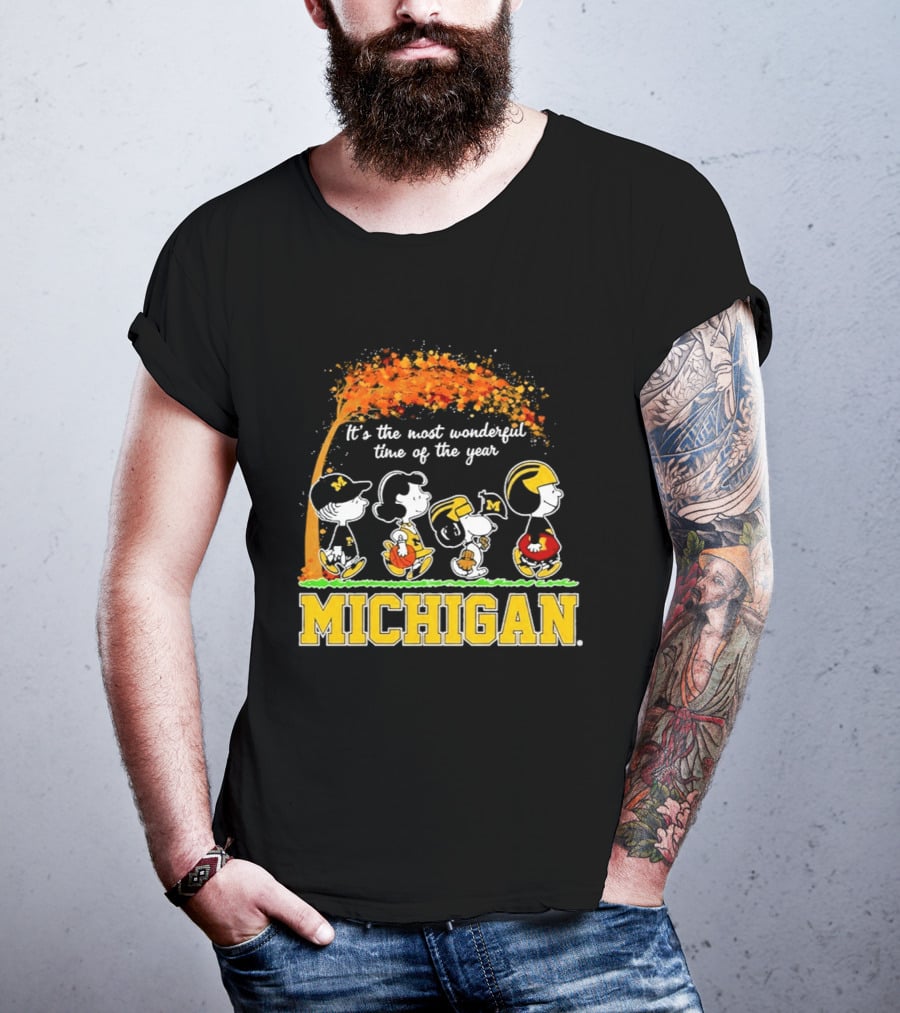 Michigan Wolverines Peanuts Halloween It's The Most Wonderful Time 2026 T-Shirt