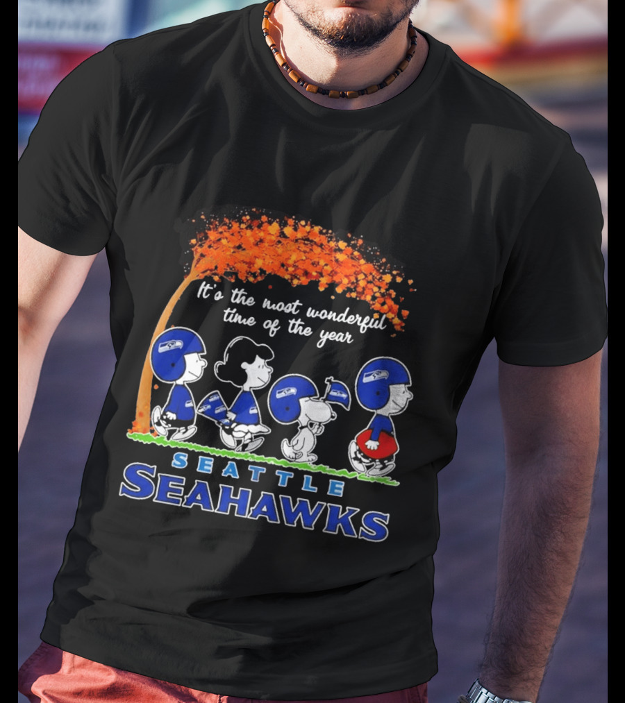 Seattle Seahawks Peanuts It's The Most Wonderful Time Of The Year 2026 T-Shirt