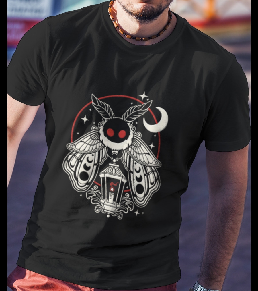 Mothman Lantern Moon Stars T-Shirt