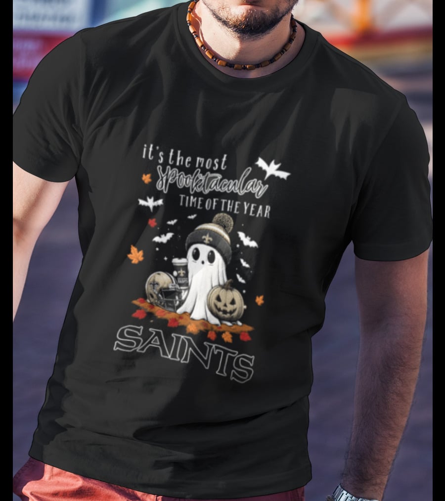 New Orleans Saints Halloween Spooktacular Ghost Helmet Pumpkin T-Shirt
