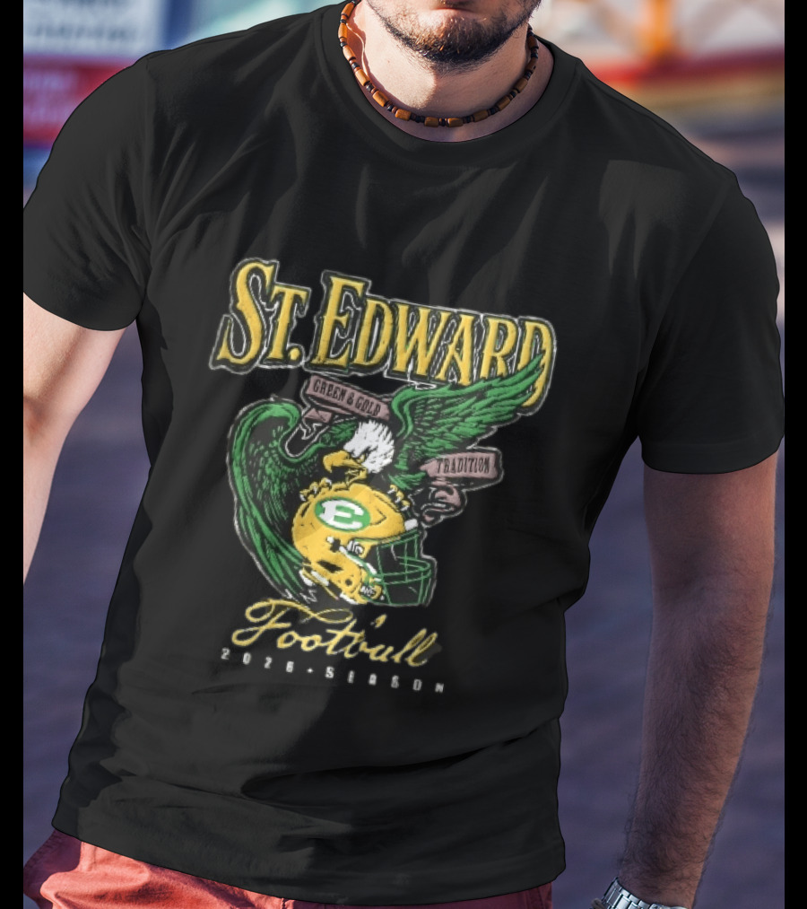 St Edward Green And Gold Tradition Football 2026 Season Eagle Helmet T-Shirt