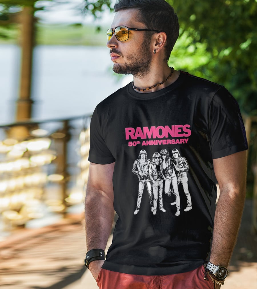 RAMONES 50th Anniversary August 30 2026 Hollywood Forever LA Black T-Shirt