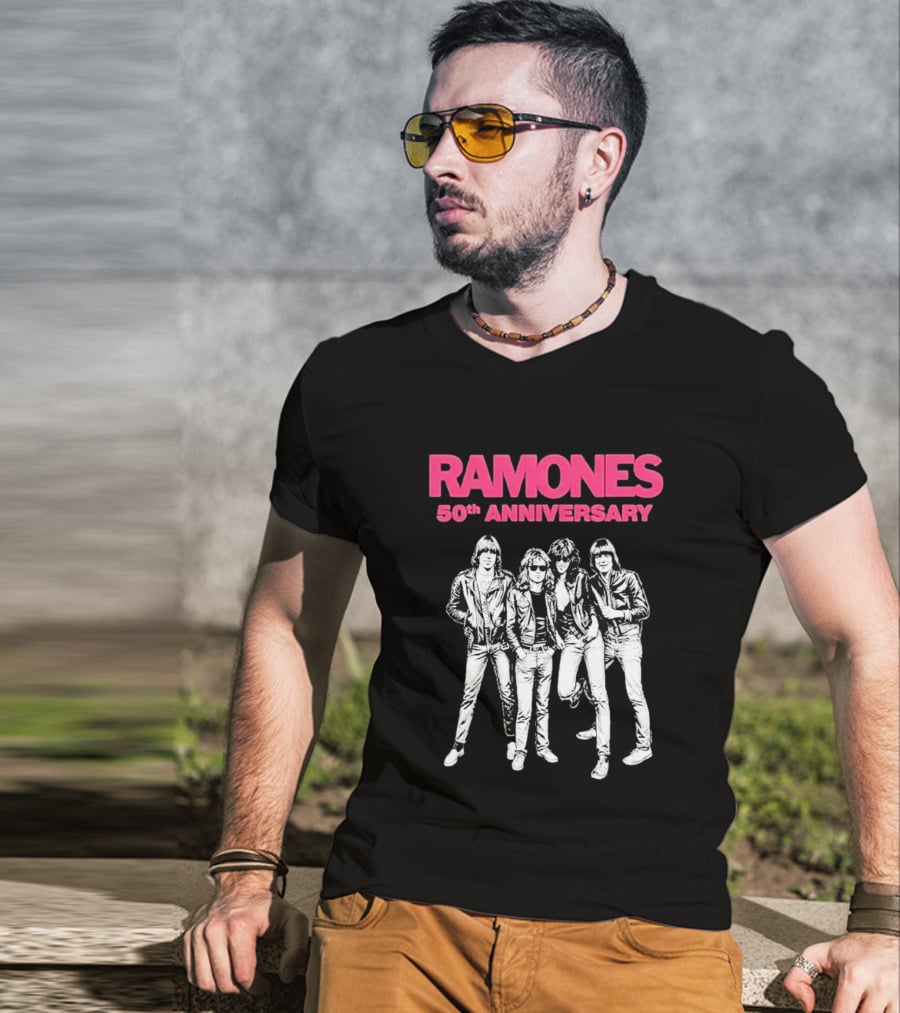 RAMONES 50th Anniversary August 30 2026 Hollywood Forever LA Black T-Shirt