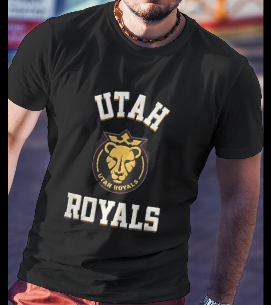 Utah Royals Varsity Lettering Lioness Crown Crest NWSL T-Shirt