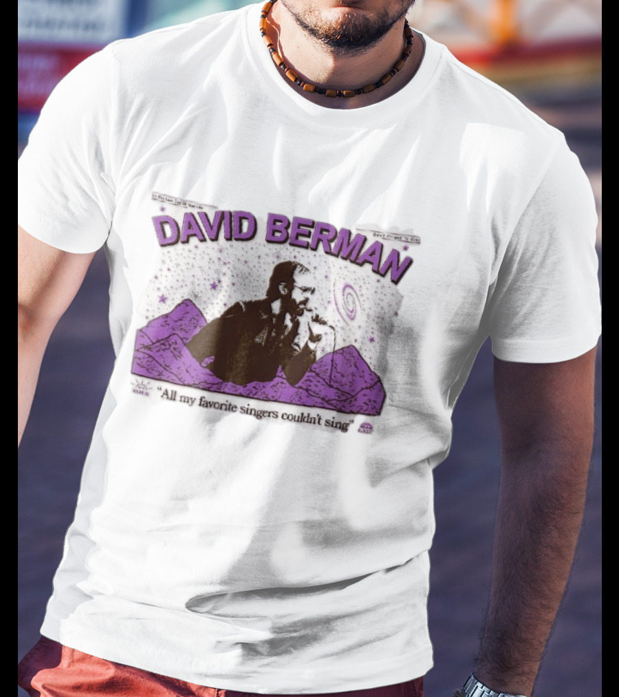 David Berman 1967 2019 All My Favorite Singers Couldnt Sing Microphone Mountains Galaxy Stars Halftone T-Shirt