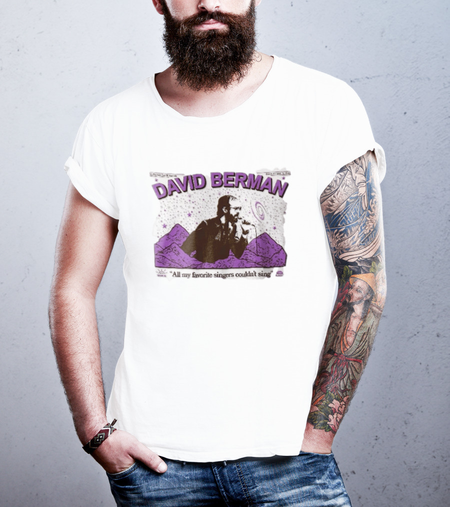 David Berman 1967 2019 All My Favorite Singers Couldnt Sing Microphone Mountains Galaxy Stars Halftone T-Shirt