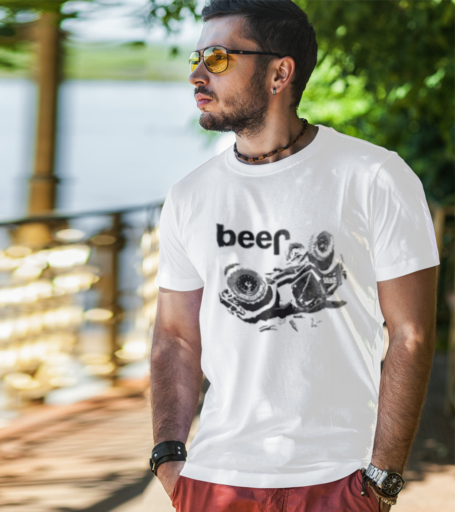 Beer Overturned Off Road Vehicle Offbeat Humor T-Shirt